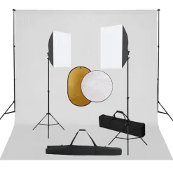 vidaXL Fotostudioset met softboxlampen, achtergrond en reflector