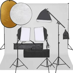 vidaXL Fotostudioset met verlichtingsset, achtergrond en reflector