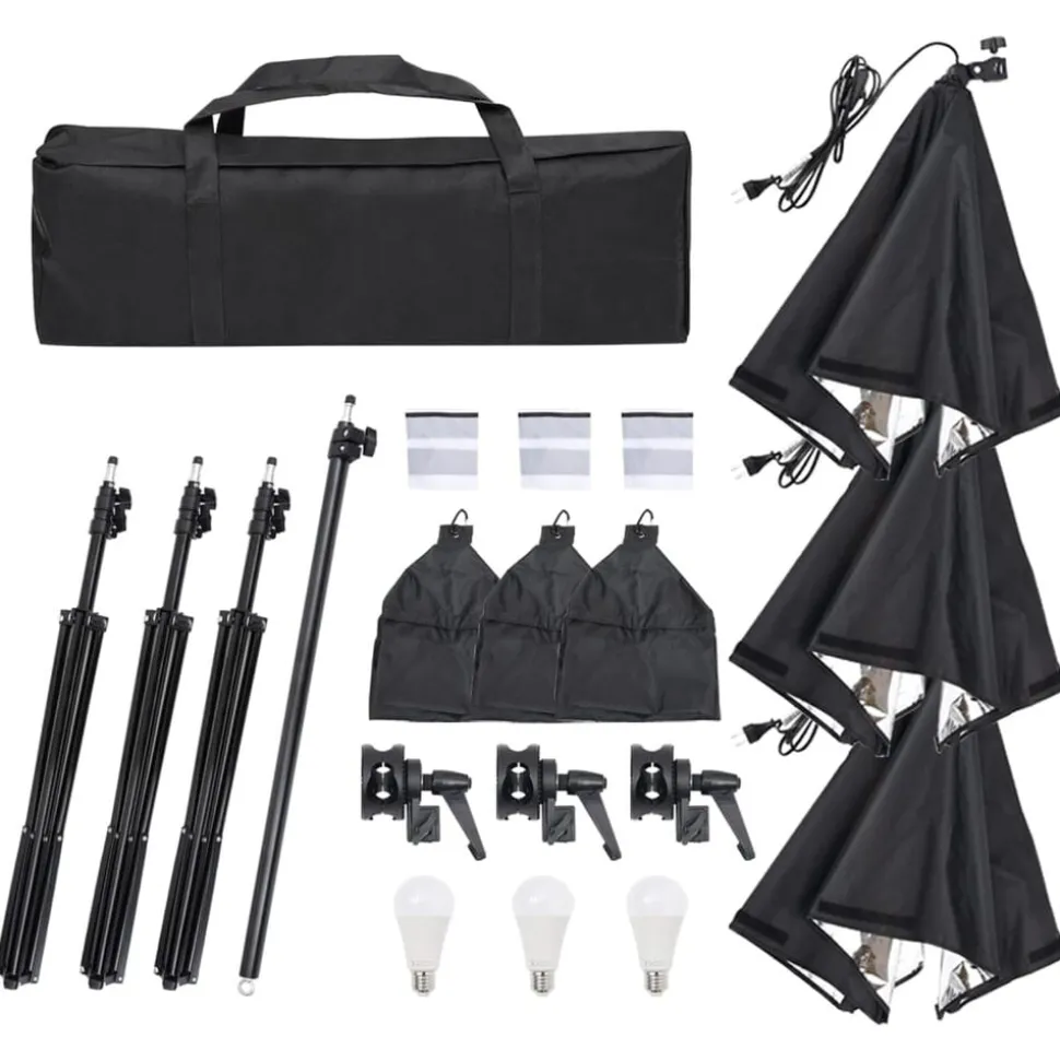vidaXL Fotostudioset met verlichtingsset, achtergrond en reflector