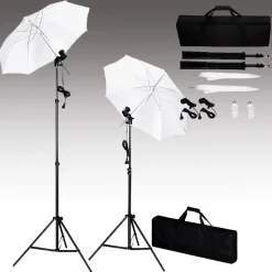 vidaXL Fotostudioset met achtergrond, lampen en paraplu's
