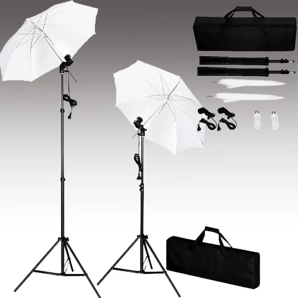 vidaXL Fotostudioset met achtergrond, lampen en paraplu's