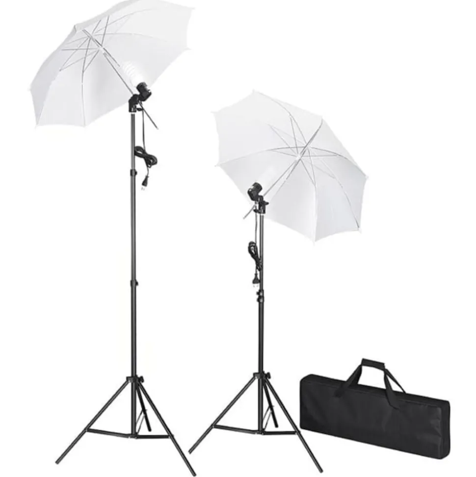 vidaXL Fotostudioset met achtergrond, lampen en paraplu's