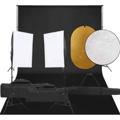 vidaXL Fotostudioset met verlichtingsset, achtergrond en reflector