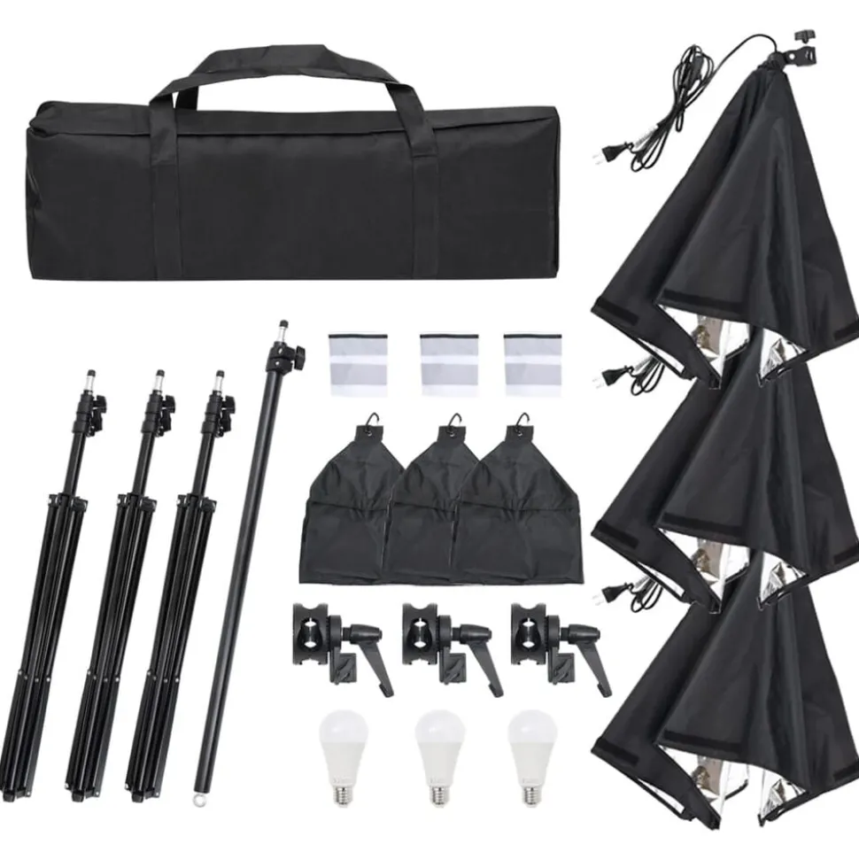 vidaXL Fotostudioset met verlichtingsset, achtergrond en reflector
