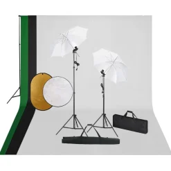 vidaXL Fotostudioset met lampen, achtergrond en reflector