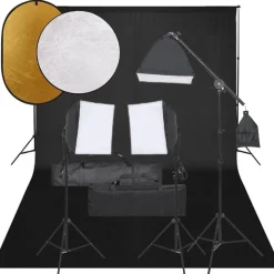 vidaXL Fotostudioset met verlichtingsset, achtergrond en reflector