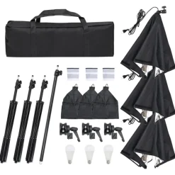 vidaXL Fotostudioset met verlichtingsset, achtergrond en reflector