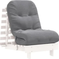 vidaXL Futon slaapbank met matras 60x206x11 cm massief grenenhout wit