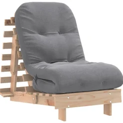 vidaXL Futon slaapbank met matras 60x206x11 cm massief grenenhout