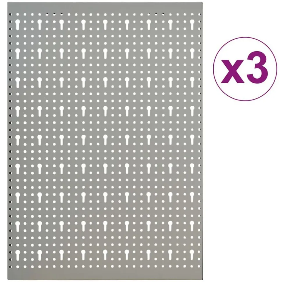 vidaXL Gaatjespaneel wandgemonteerd 3 st 40x58 cm staal