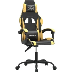 vidaXL Gamestoel kunstleer zwart en goud
