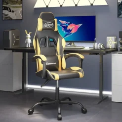 vidaXL Gamestoel kunstleer zwart en goud