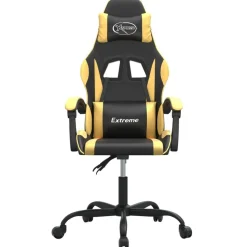 vidaXL Gamestoel kunstleer zwart en goud