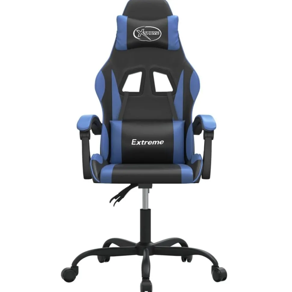vidaXL Gamestoel kunstleer zwart en blauw