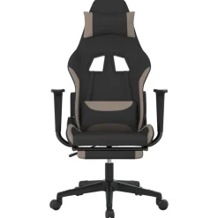 vidaXL Gamestoel met voetensteun stof zwart en taupe