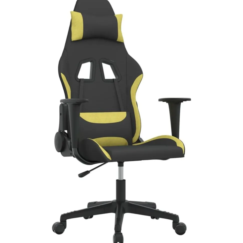 vidaXL Gamestoel stof zwart en lichtgroen