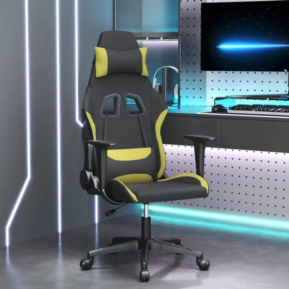 vidaXL Gamestoel stof zwart en lichtgroen