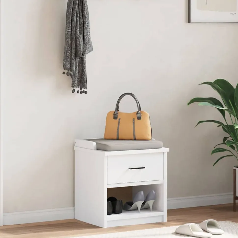vidaXL Gangbankje SANDNES wit 45x40x50 cm massief grenenhout