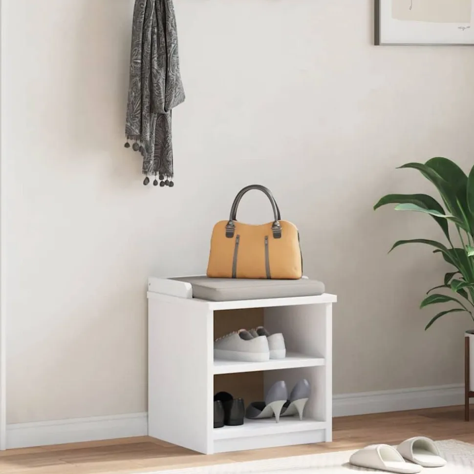 vidaXL Gangbankje SANDNES wit 45x40x50 cm massief grenenhout