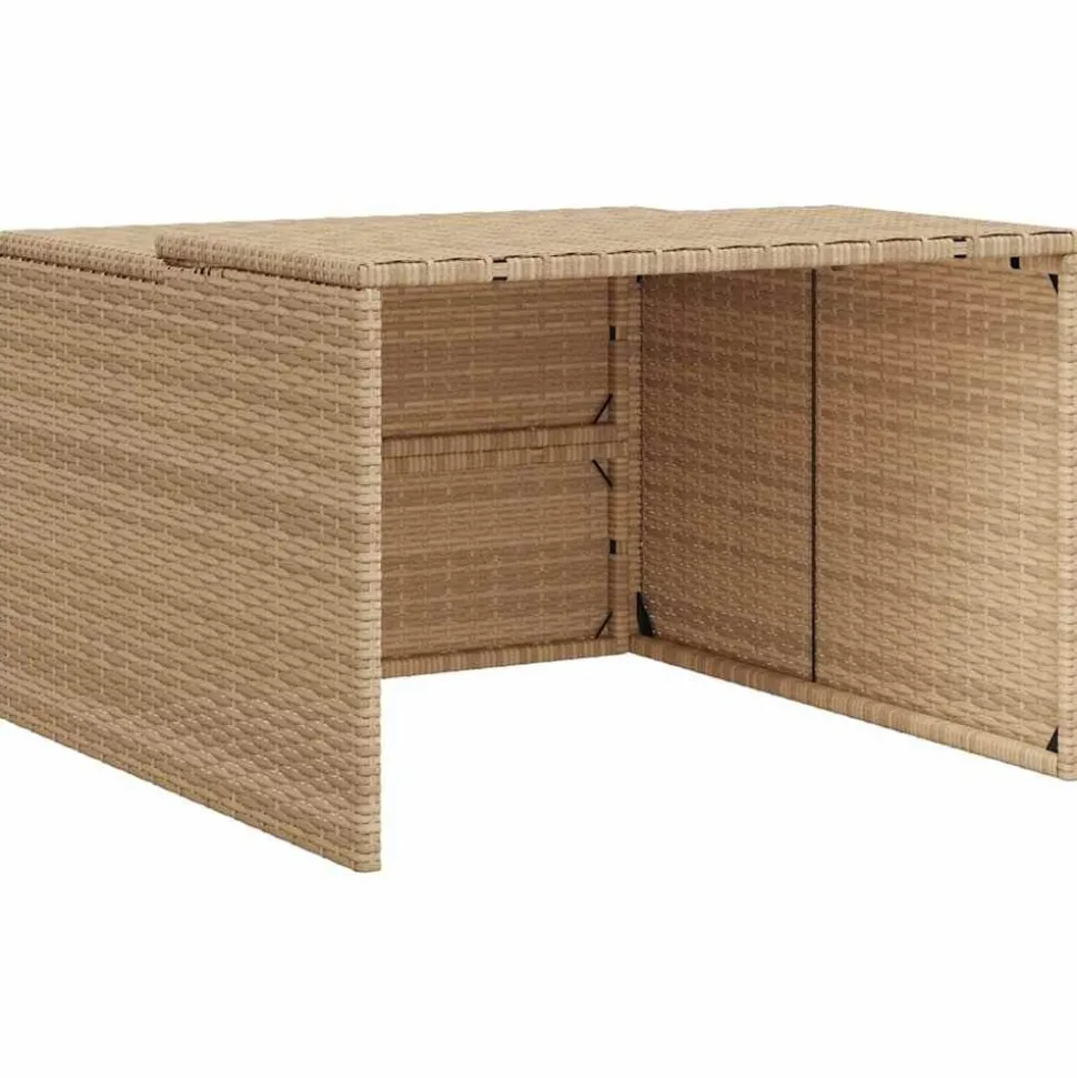 vidaXL Garage voor robotmaaier 86x90x52/57 cm poly rattan beige