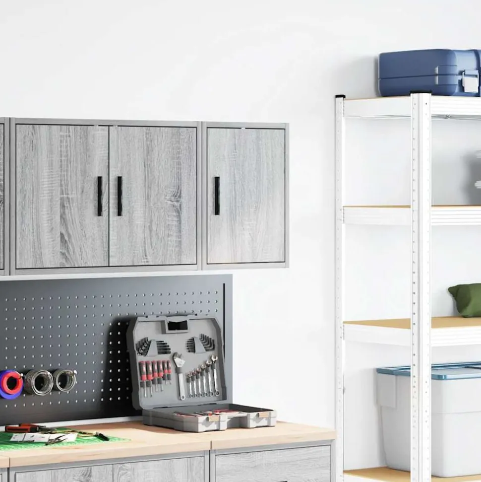 vidaXL Garage wandkast bewerkt hout grijs Sonoma
