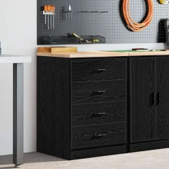 vidaXL Garagekast 60x51x85 cm massief grenenhout zwart