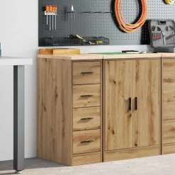 vidaXL Garagekast 30x51x85 cm massief grenenhout artisan eikenkleurig
