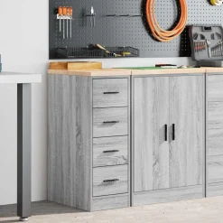 vidaXL Garagekast 30x51x85 cm massief grenenhout grijs sonoma