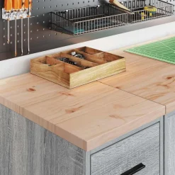 vidaXL Garagekast 30x51x85 cm massief grenenhout grijs sonoma