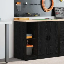 vidaXL Garagekast 30x51x85 cm massief grenenhout zwart