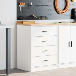 vidaXL Garagekast 60x51x85 cm massief grenenhout wit