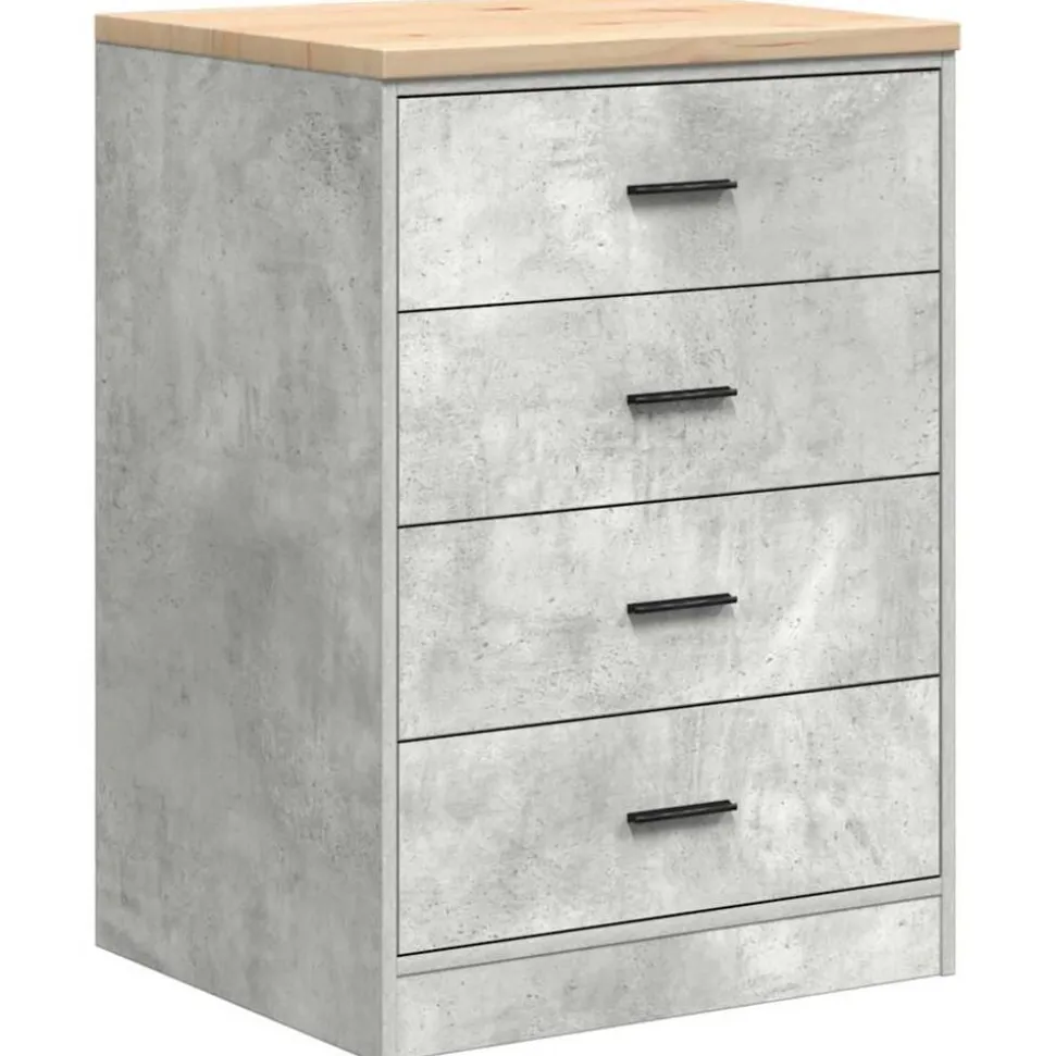 vidaXL Garagekast 60x51x85 cm massief grenenhout betongrijs