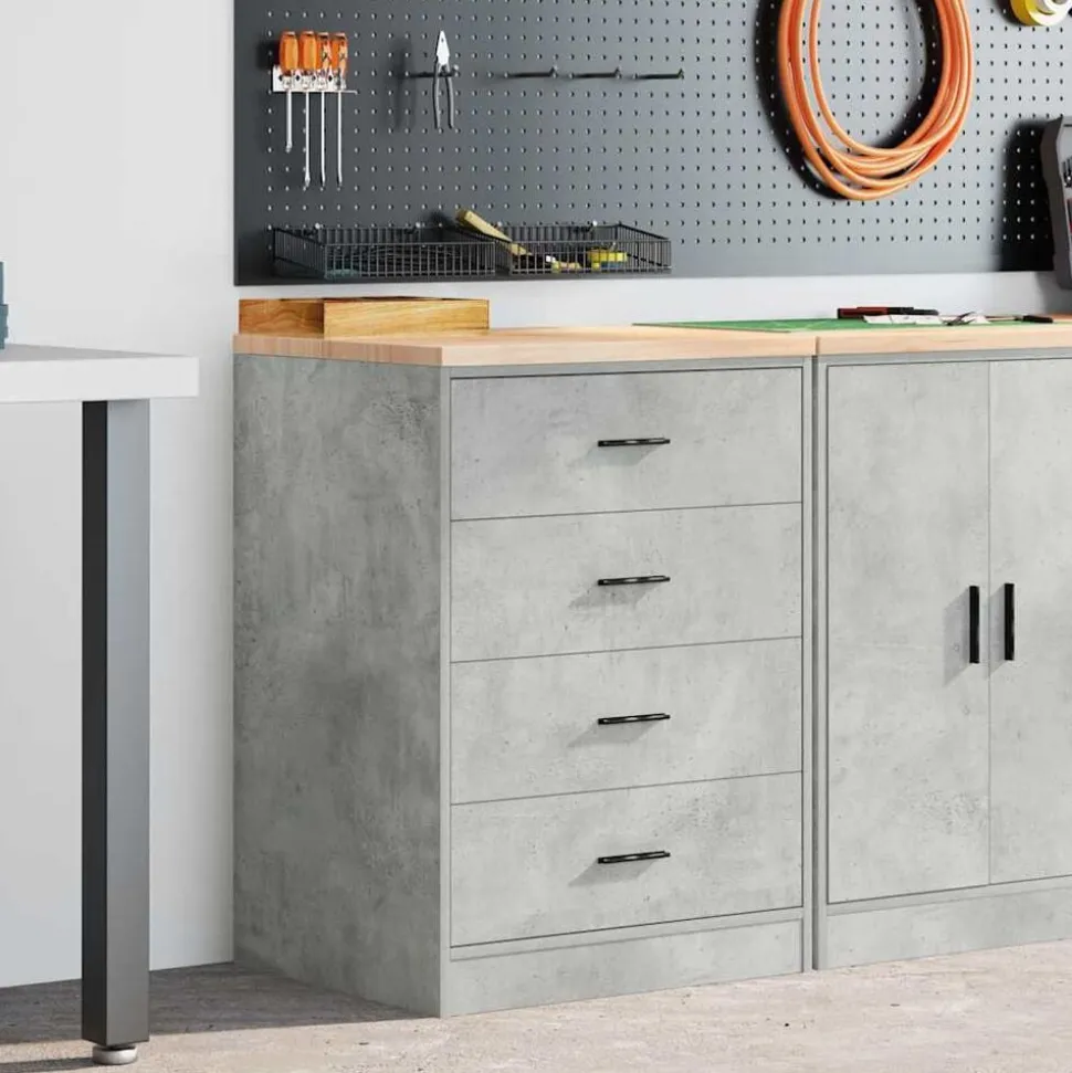 vidaXL Garagekast 60x51x85 cm massief grenenhout betongrijs
