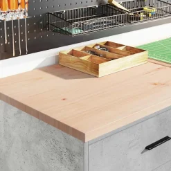 vidaXL Garagekast 60x51x85 cm massief grenenhout betongrijs