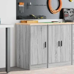 vidaXL Garagekast 40x51x85 cm massief grenenhout grijs sonoma