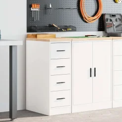 vidaXL Garagekast 30x51x85 cm massief grenenhout wit