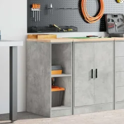 vidaXL Garagekast 30x51x85 cm massief grenenhout betongrijs