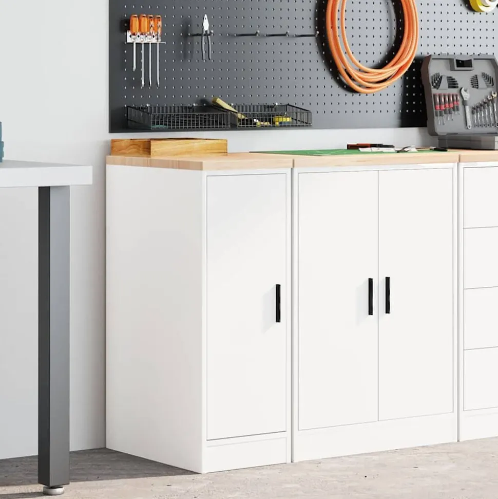 vidaXL Garagekast 30x51x85 cm massief grenenhout wit