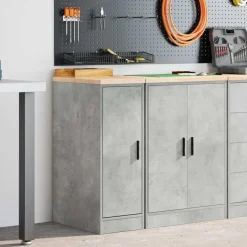vidaXL Garagekast 30x51x85 cm massief grenenhout betongrijs