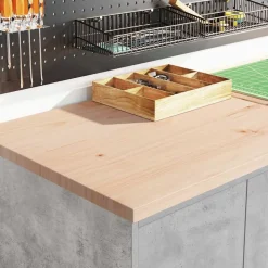 vidaXL Garagekast 60x51x85 cm massief grenenhout betongrijs