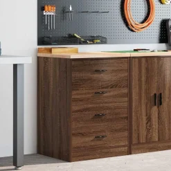 vidaXL Garagekast 60x51x85 cm massief grenenhout bruin eikenkleurig