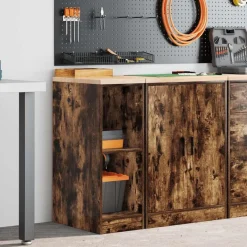 vidaXL Garagekast 30x51x85 cm massief grenenhout gerookt eiken