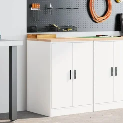 vidaXL Garagekast 60x51x85 cm massief grenenhout wit