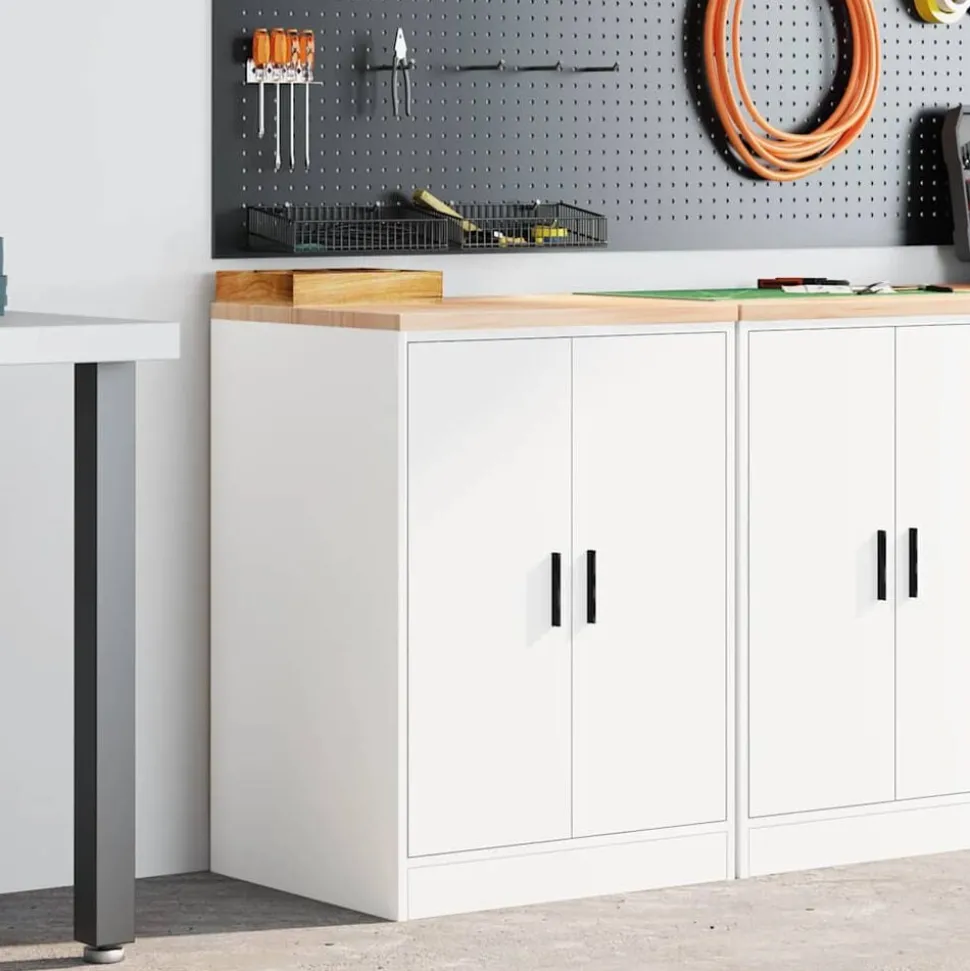 vidaXL Garagekast 60x51x85 cm massief grenenhout wit