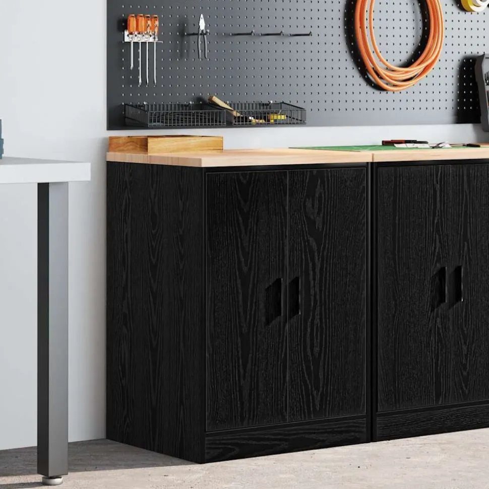 vidaXL Garagekast 60x51x85 cm massief grenenhout zwart