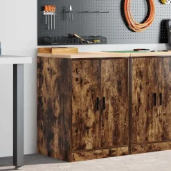 vidaXL Garagekast 60x51x85 cm massief grenenhout gerookt eiken