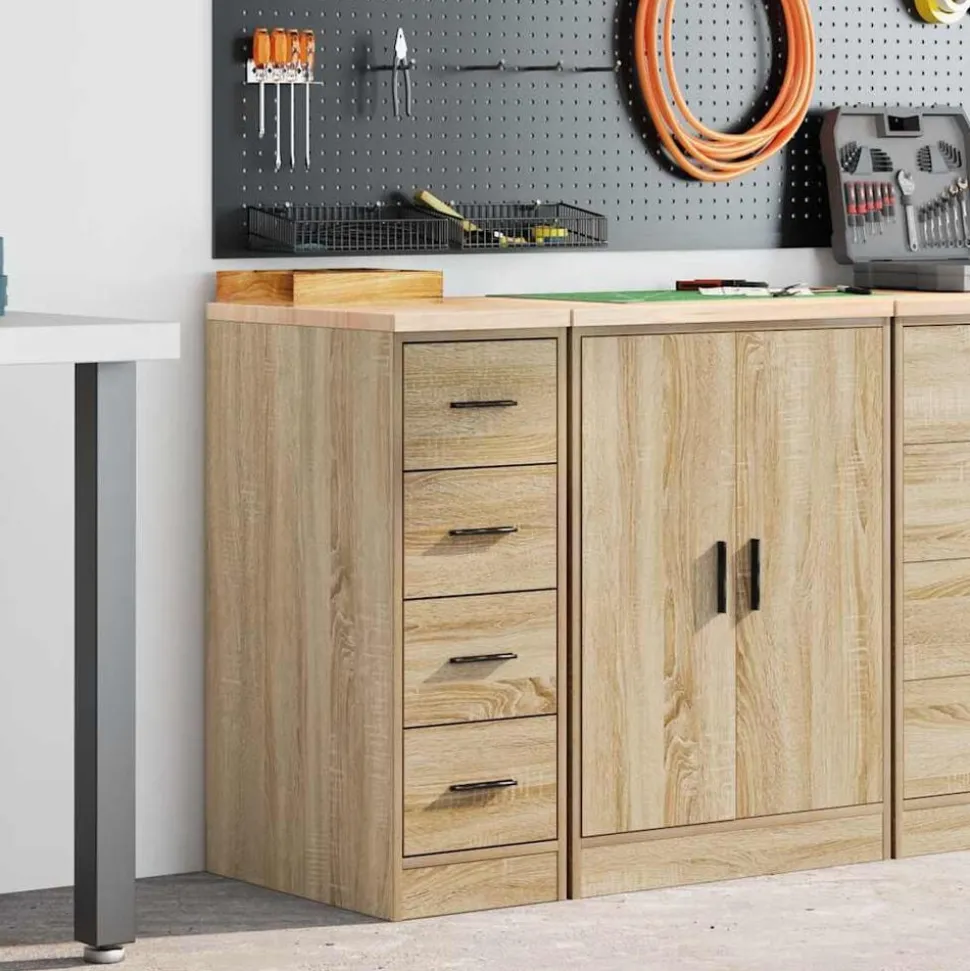 vidaXL Garagekast 30x51x85 cm massief grenenhout sonoma eikenkleurig