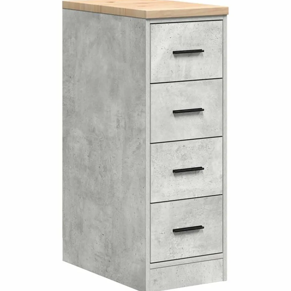 vidaXL Garagekast 30x51x85 cm massief grenenhout betongrijs
