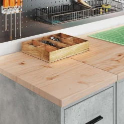 vidaXL Garagekast 30x51x85 cm massief grenenhout betongrijs