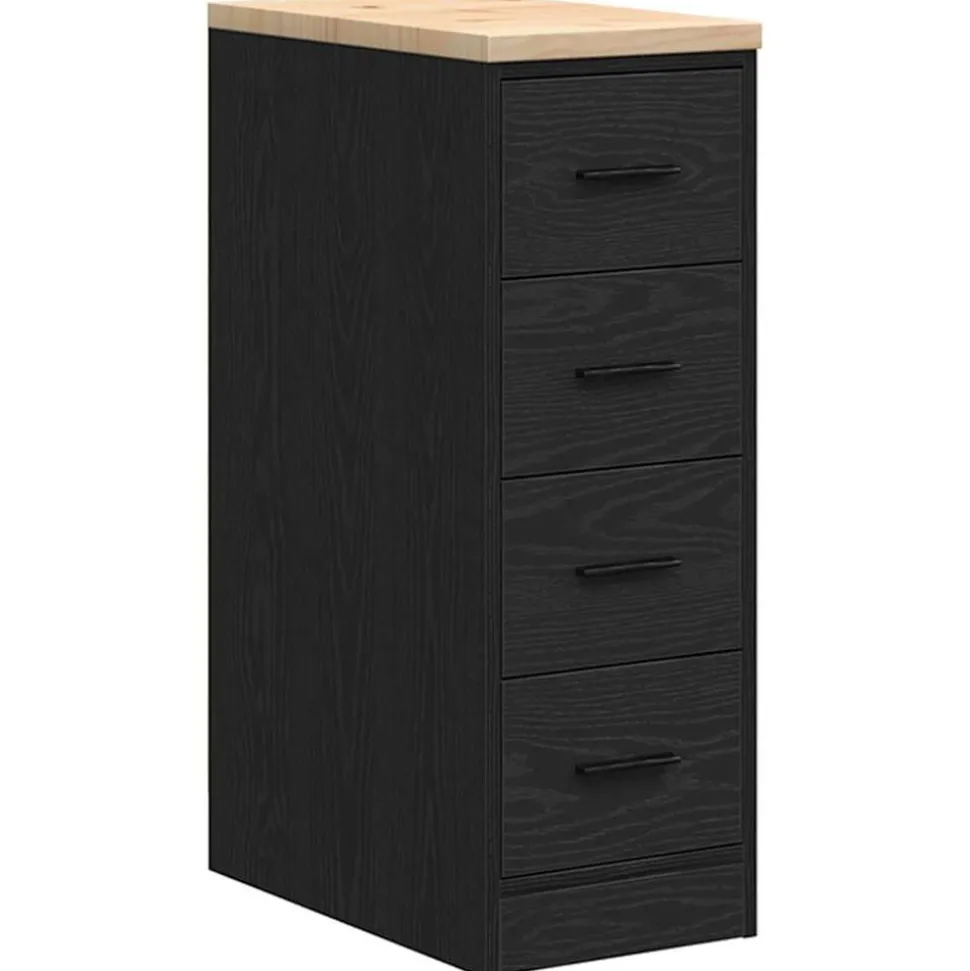 vidaXL Garagekast 30x51x85 cm massief grenenhout zwart